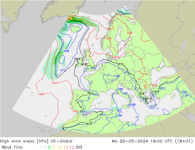 High wind areas UK-Global Mo 20.05.2024 19 UTC