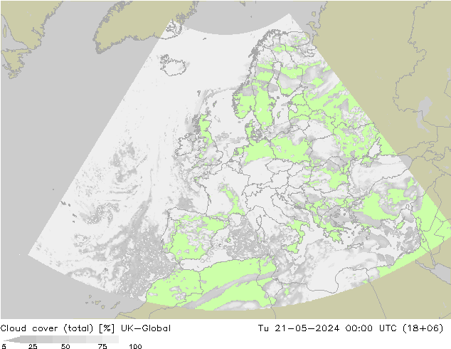 Nubes (total) UK-Global mar 21.05.2024 00 UTC