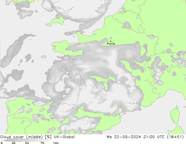 Nuages (moyen) UK-Global mer 22.05.2024 21 UTC
