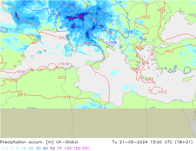 Toplam Yağış UK-Global Sa 21.05.2024 15 UTC