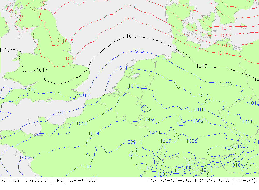 Presión superficial UK-Global lun 20.05.2024 21 UTC