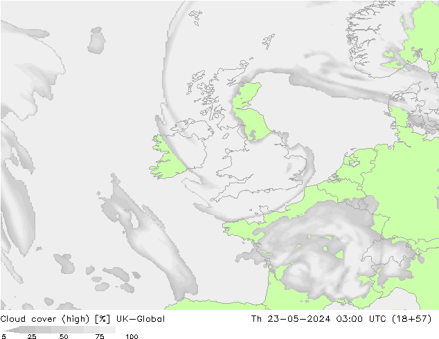 zachmurzenie (wysokie) UK-Global czw. 23.05.2024 03 UTC
