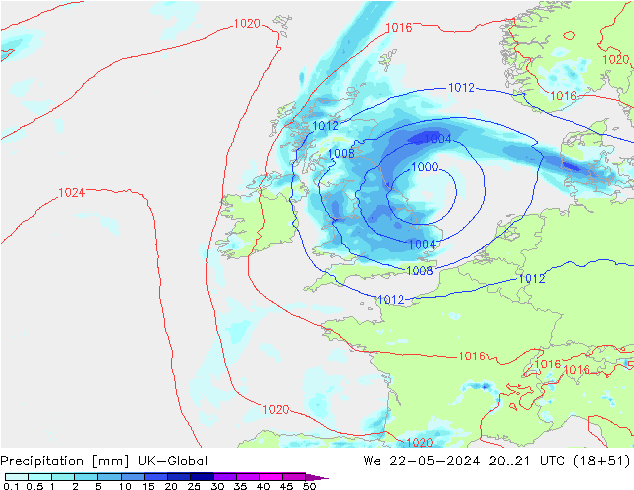 Yağış UK-Global Çar 22.05.2024 21 UTC