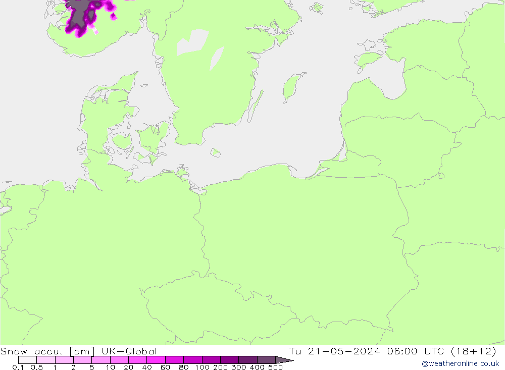 Totale sneeuw UK-Global di 21.05.2024 06 UTC