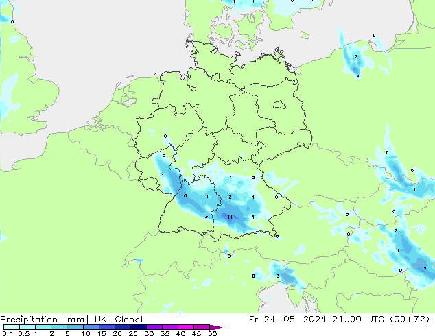 Precipitation UK-Global Fr 24.05.2024 00 UTC