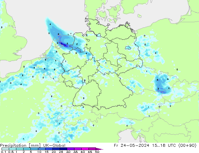 Precipitation UK-Global Fr 24.05.2024 18 UTC