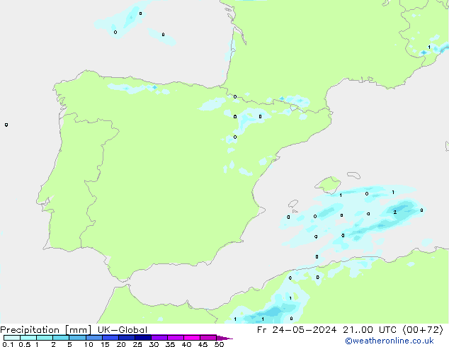 Precipitation UK-Global Fr 24.05.2024 00 UTC
