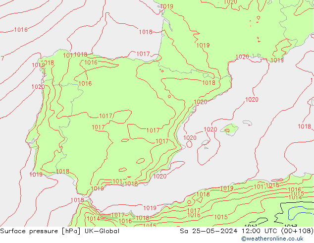 Luchtdruk (Grond) UK-Global za 25.05.2024 12 UTC