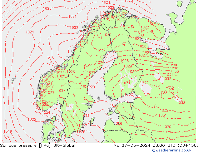 pression de l'air UK-Global lun 27.05.2024 06 UTC