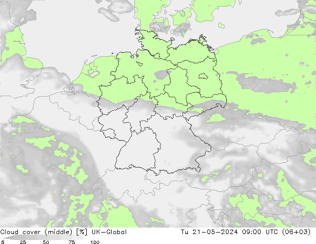 Nubes medias UK-Global mar 21.05.2024 09 UTC