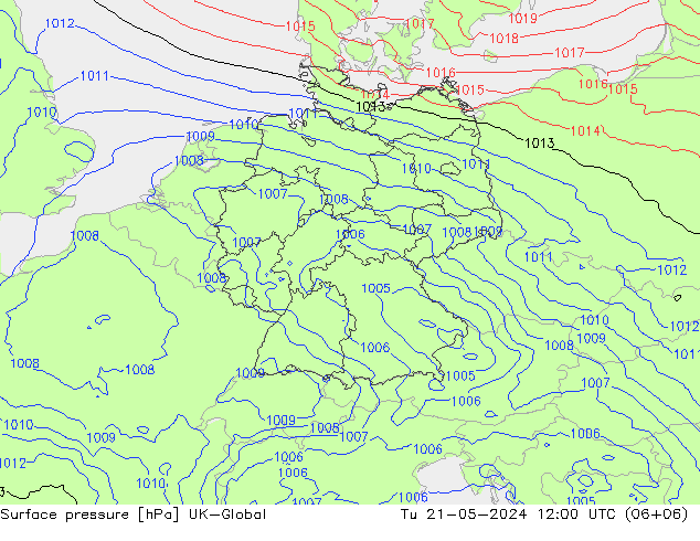 Pressione al suolo UK-Global mar 21.05.2024 12 UTC