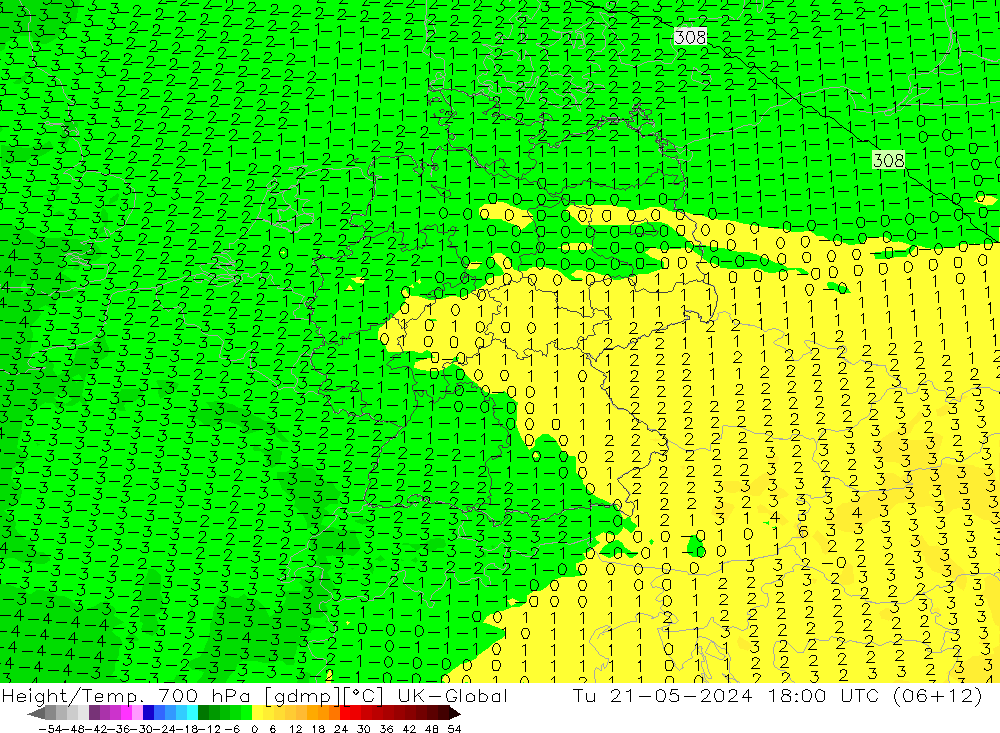Géop./Temp. 700 hPa UK-Global mar 21.05.2024 18 UTC