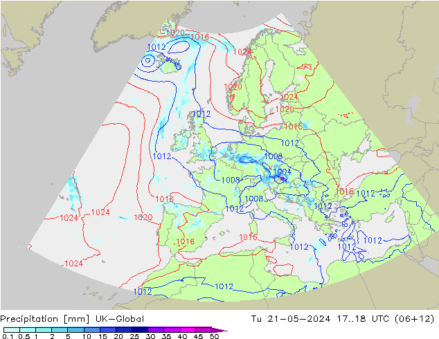Precipitation UK-Global Tu 21.05.2024 18 UTC
