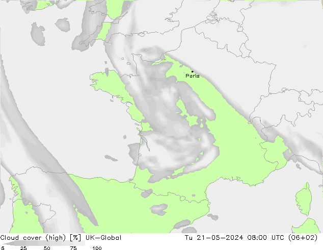 Wolken (hohe) UK-Global Di 21.05.2024 08 UTC