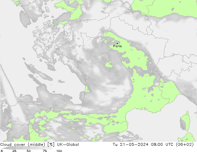 Nuages (moyen) UK-Global mar 21.05.2024 08 UTC