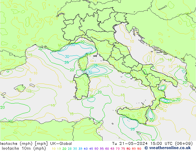 Isotachs (mph) UK-Global mar 21.05.2024 15 UTC
