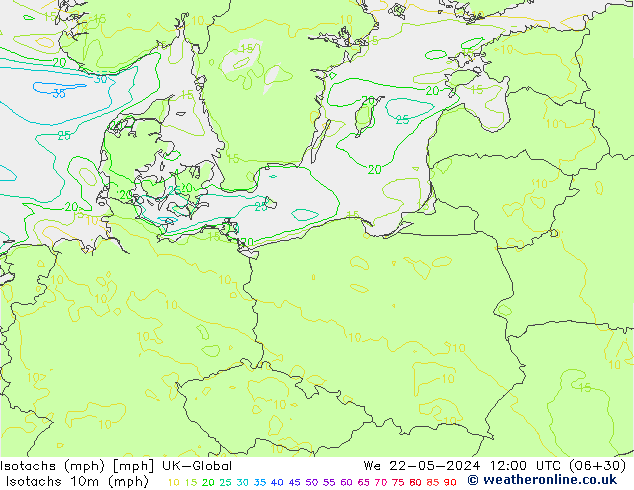Isotaca (mph) UK-Global mié 22.05.2024 12 UTC