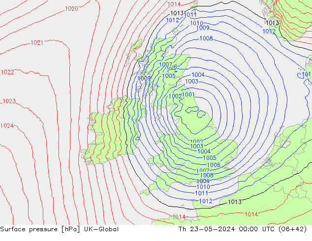 Surface pressure UK-Global Th 23.05.2024 00 UTC