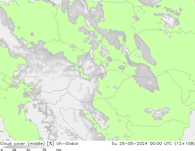 Bewolking (Middelb.) UK-Global zo 26.05.2024 00 UTC