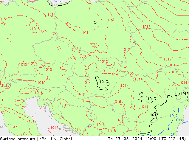 Surface pressure UK-Global Th 23.05.2024 12 UTC