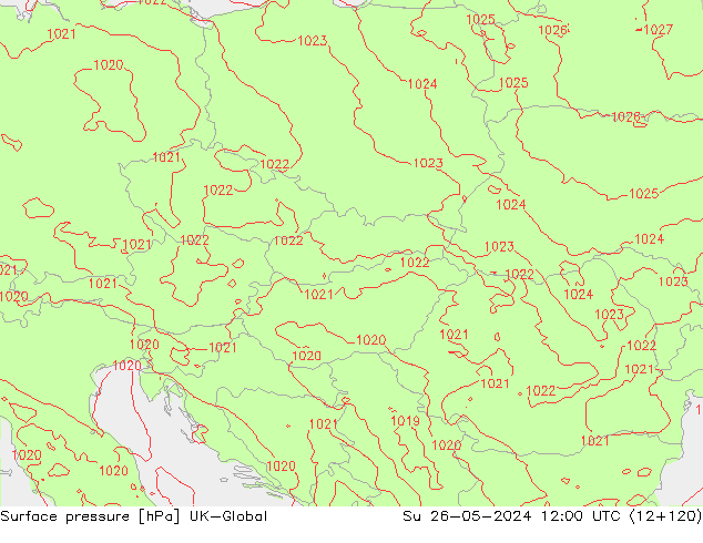 Surface pressure UK-Global Su 26.05.2024 12 UTC