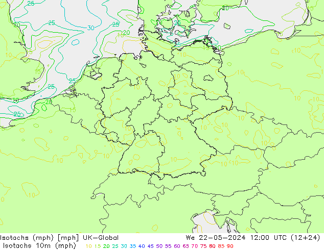 Isotachs (mph) UK-Global We 22.05.2024 12 UTC