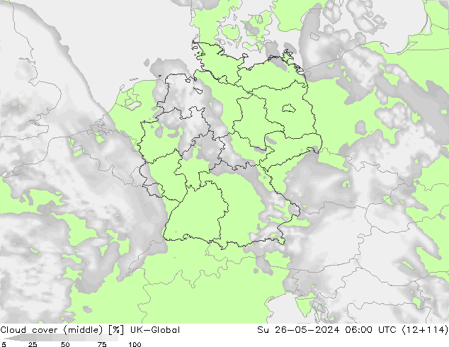 Cloud cover (middle) UK-Global Su 26.05.2024 06 UTC