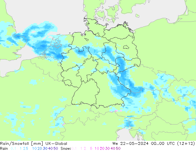 Rain/Snowfall UK-Global We 22.05.2024 00 UTC