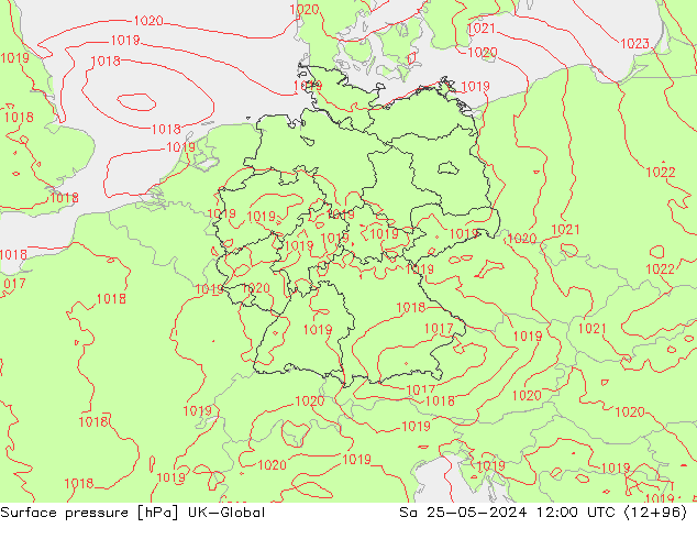 pressão do solo UK-Global Sáb 25.05.2024 12 UTC