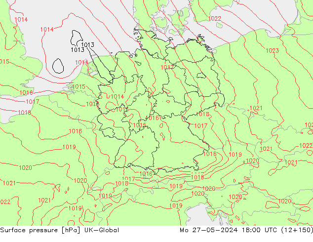 Presión superficial UK-Global lun 27.05.2024 18 UTC