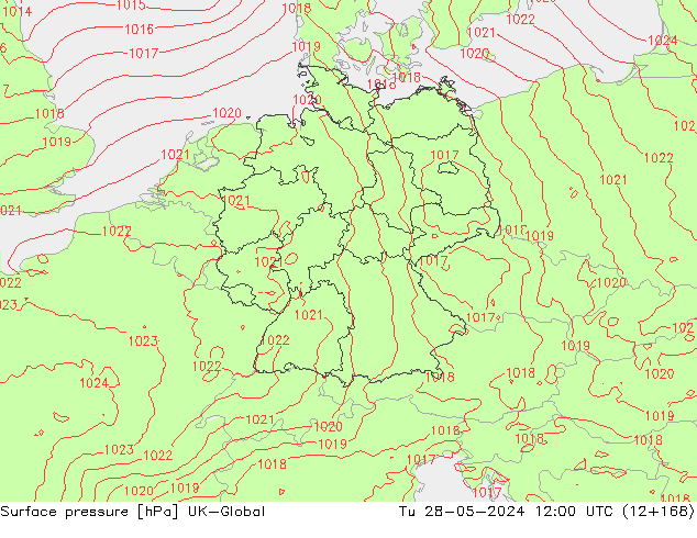 Pressione al suolo UK-Global mar 28.05.2024 12 UTC