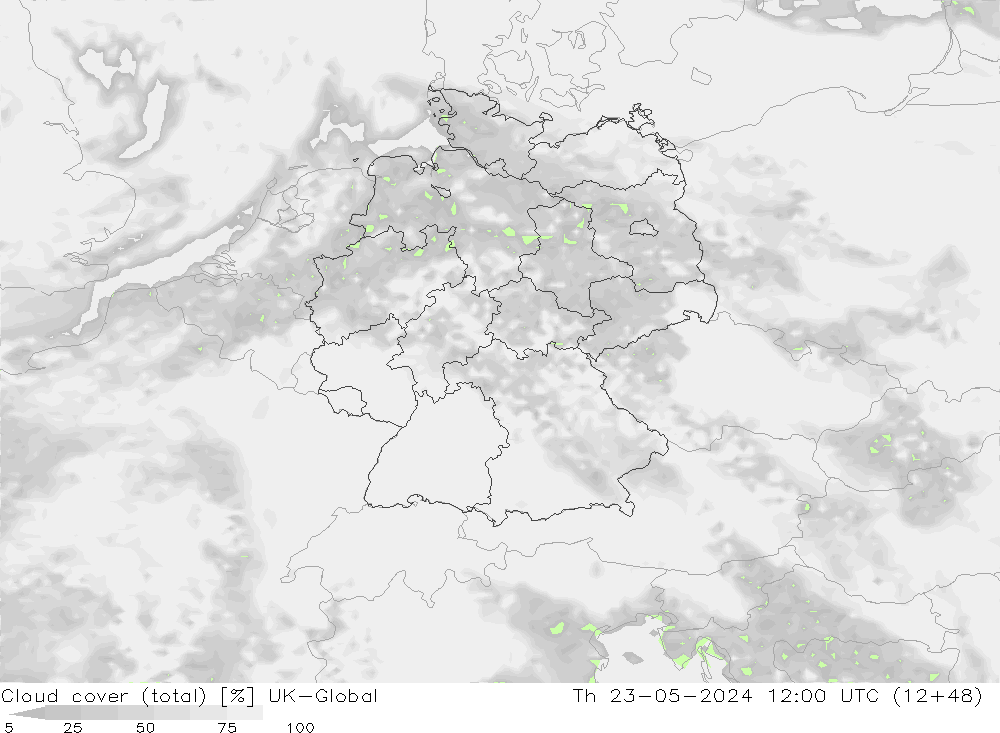 nuvens (total) UK-Global Qui 23.05.2024 12 UTC