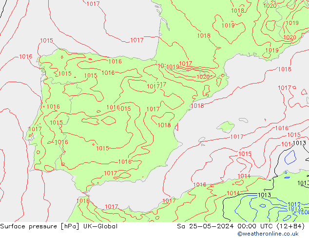 Luchtdruk (Grond) UK-Global za 25.05.2024 00 UTC