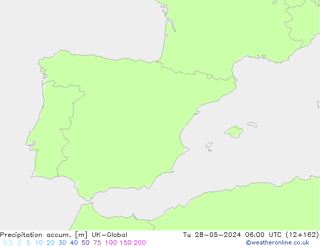 Precipitation accum. UK-Global mar 28.05.2024 06 UTC