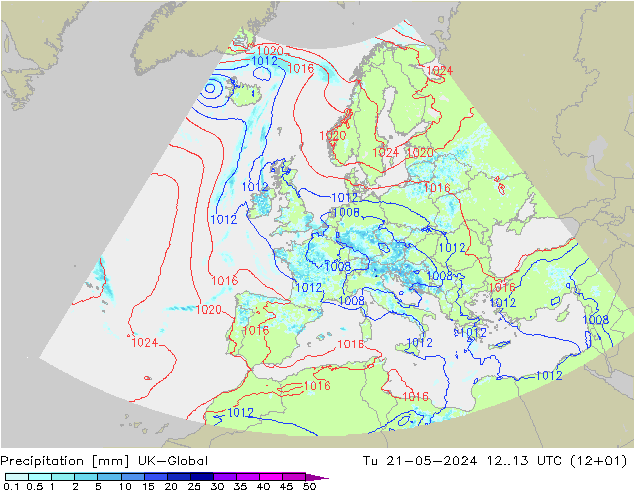 Niederschlag UK-Global Di 21.05.2024 13 UTC
