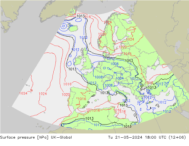 pression de l'air UK-Global mar 21.05.2024 18 UTC