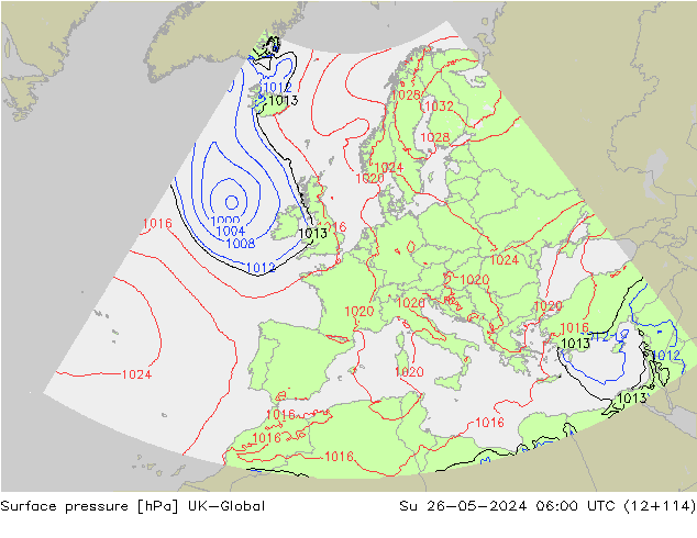 приземное давление UK-Global Вс 26.05.2024 06 UTC