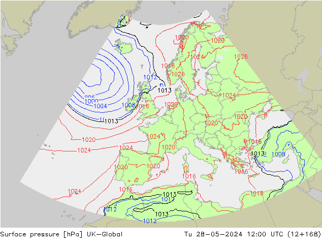 pression de l'air UK-Global mar 28.05.2024 12 UTC