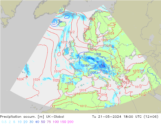 Precipitation accum. UK-Global  21.05.2024 18 UTC
