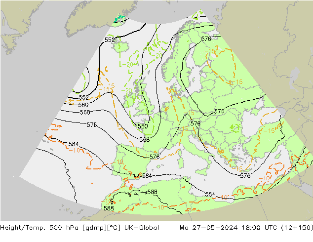 Hoogte/Temp. 500 hPa UK-Global ma 27.05.2024 18 UTC