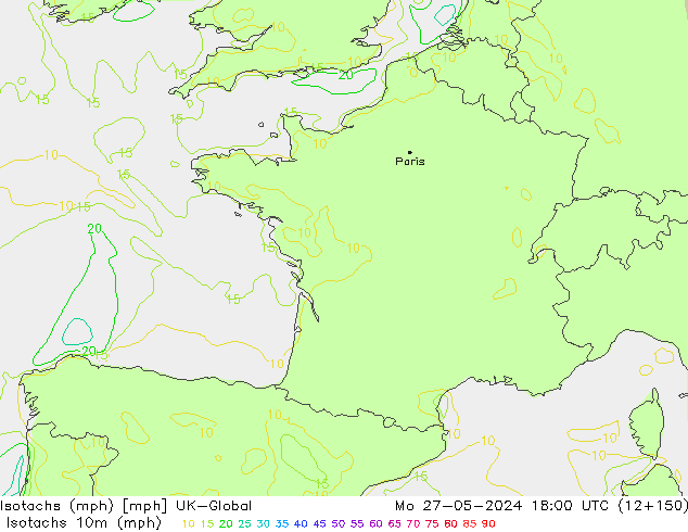 Isotachen (mph) UK-Global Mo 27.05.2024 18 UTC
