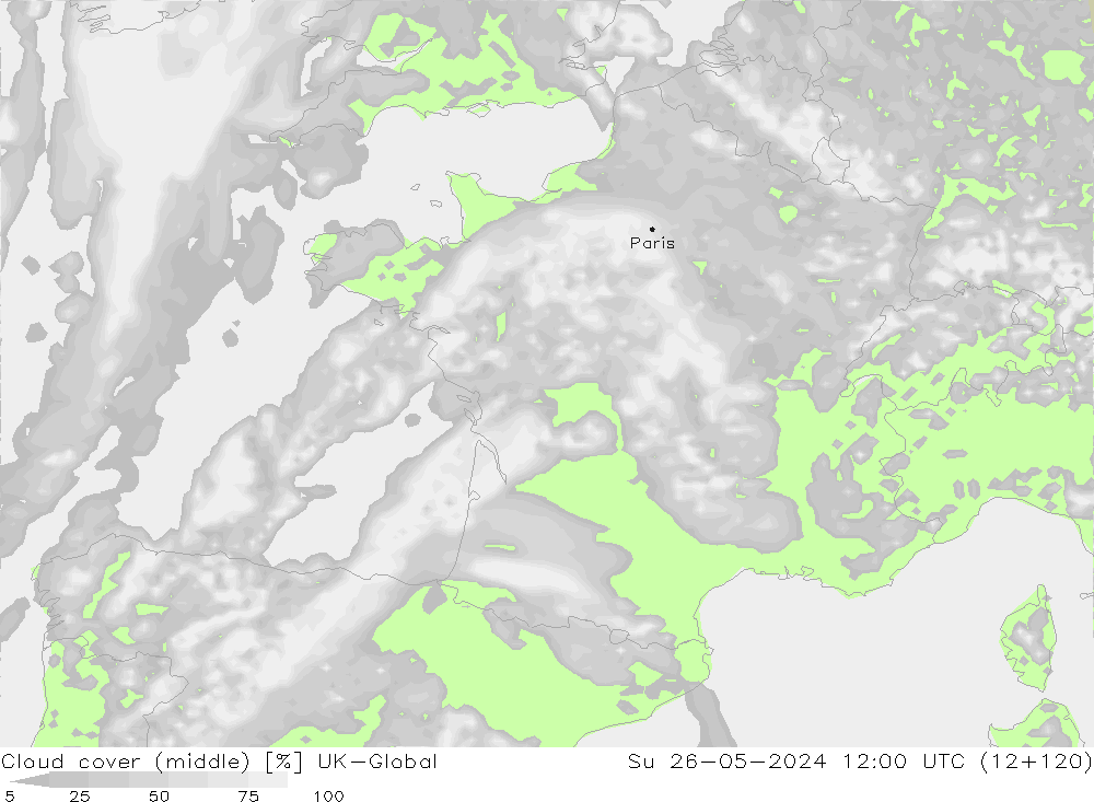 Bewolking (Middelb.) UK-Global zo 26.05.2024 12 UTC