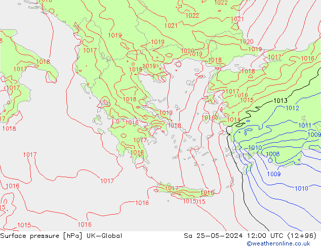 Atmosférický tlak UK-Global So 25.05.2024 12 UTC