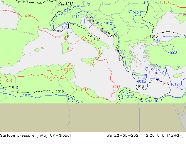 приземное давление UK-Global ср 22.05.2024 12 UTC