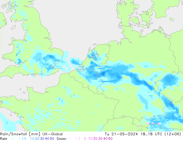 Regen/Schneefall UK-Global Di 21.05.2024 18 UTC