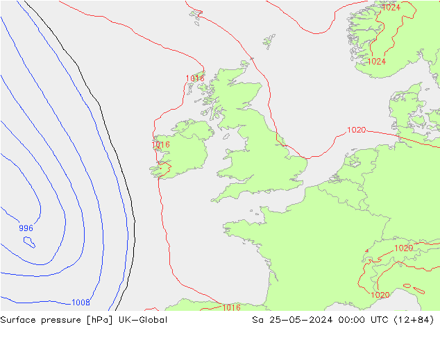 pression de l'air UK-Global sam 25.05.2024 00 UTC