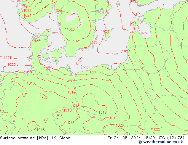 pression de l'air UK-Global ven 24.05.2024 18 UTC