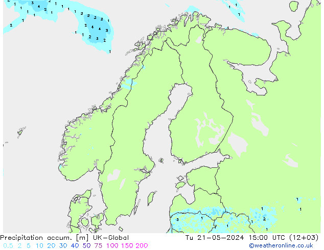 Precipitation accum. UK-Global Tu 21.05.2024 15 UTC