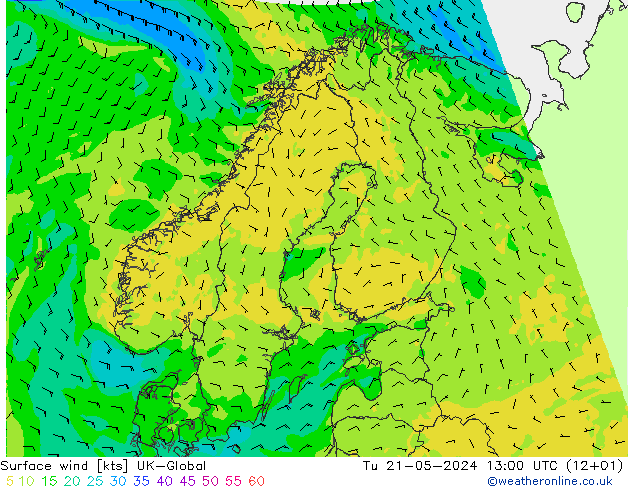 风 10 米 UK-Global 星期二 21.05.2024 13 UTC