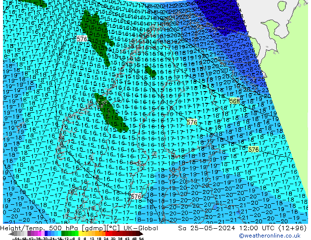 Height/Temp. 500 hPa UK-Global Sáb 25.05.2024 12 UTC